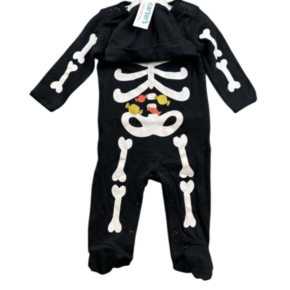 Carter's Just One You Baby Size NB Footed Skeleton Pajama Set Black - Picture 1 of 3